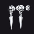 Sterling Silver Gothic Skull Dangle Stud Earrings for