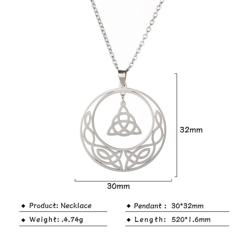 Crescent Moon Triquetra Dangle Necklace