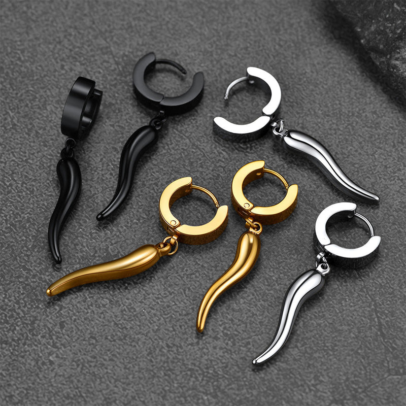 Cornicello Italian Horn Huggie Hoop Earrings for