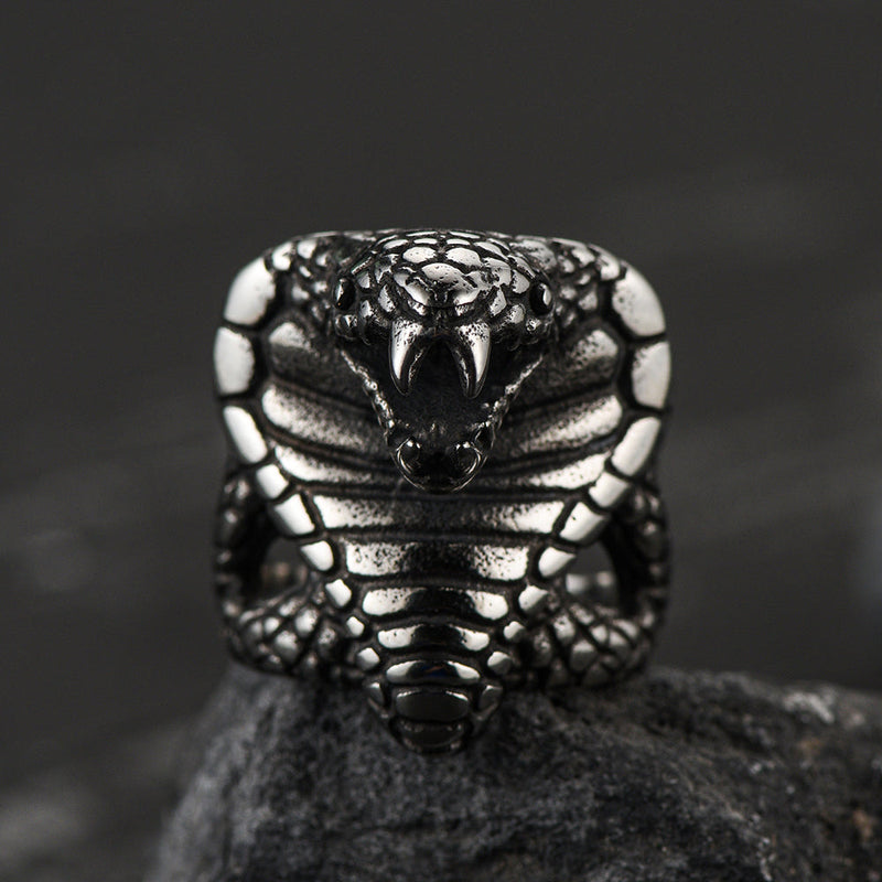 Gothic Huge Cobra Snake Ring Stainless Steel Ring for