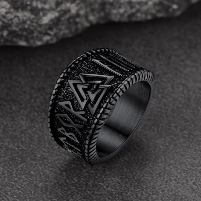 Norse Viking Valknut Ring With Rune for