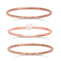 14/20 Rose Gold-filled Petite Stackable Rings, Swarovski Pearl & Sparkle Finish, Set of 3