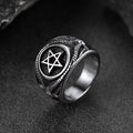 Satanic Goat Pentagram Ring Baphomet Ring for