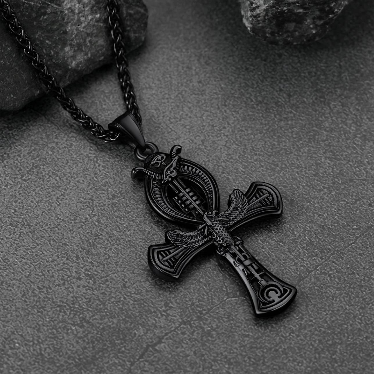Flash Egyptian Ankh Cross Necklace With Eagle for