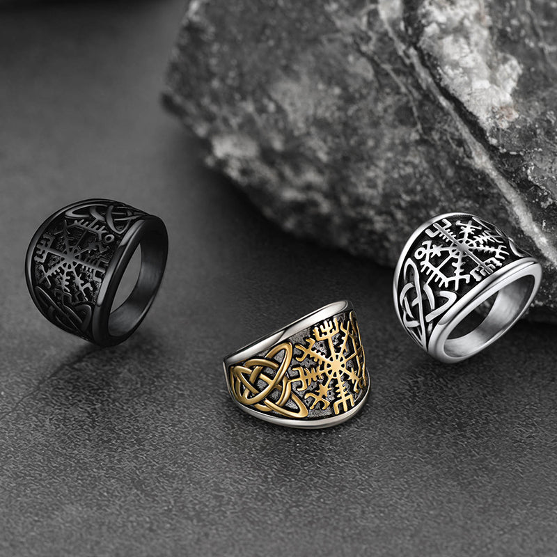 Viking Compass Ring With Celtic Knot for