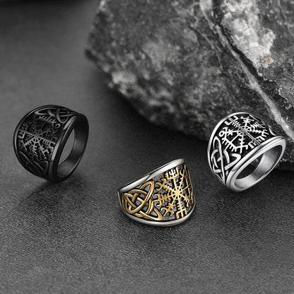 Viking Compass Ring With Celtic Knot for