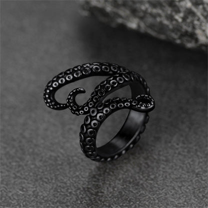 Biker Punk Three Octopus Tentacle Ring for