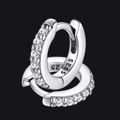 Sparkling Diamond Cartilage Huggie Hoop Earrings for in Sterling Silver