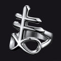 Satanic Leviathan Cross Stainless Steel Ring for