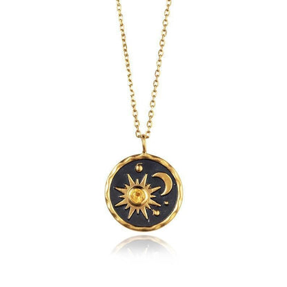 Sun Moon Phase Ouroboros Necklace