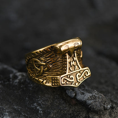 Viking Mjolnir Signet Ring Thor's Hammer Ring for