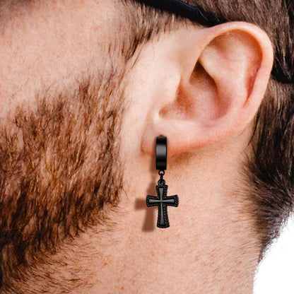 Flash Cz Cross Dangle Hoop Earrings for