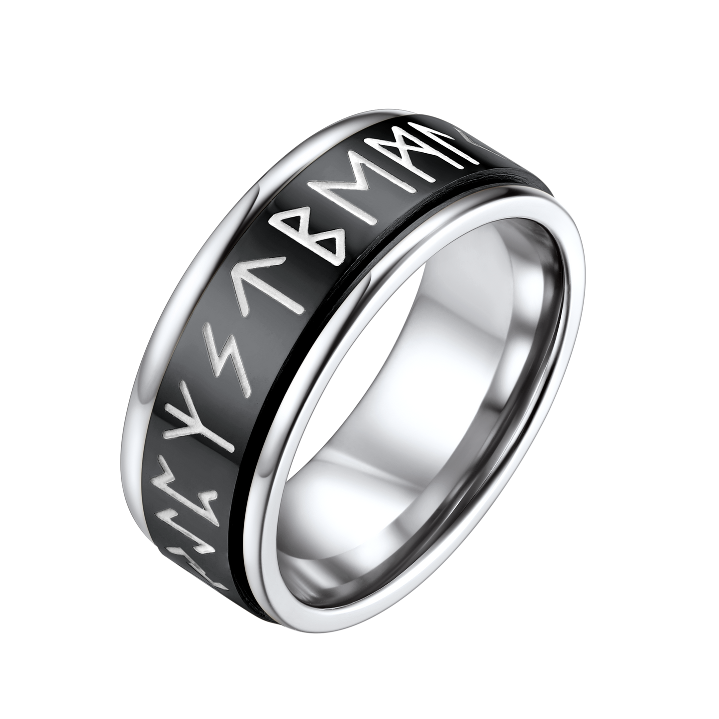 Viking Runes Fidget Anxiety Stainless Steel Ring for Couple