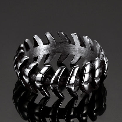 Punk Looped Bone Ring Vertebrae Band Ring for
