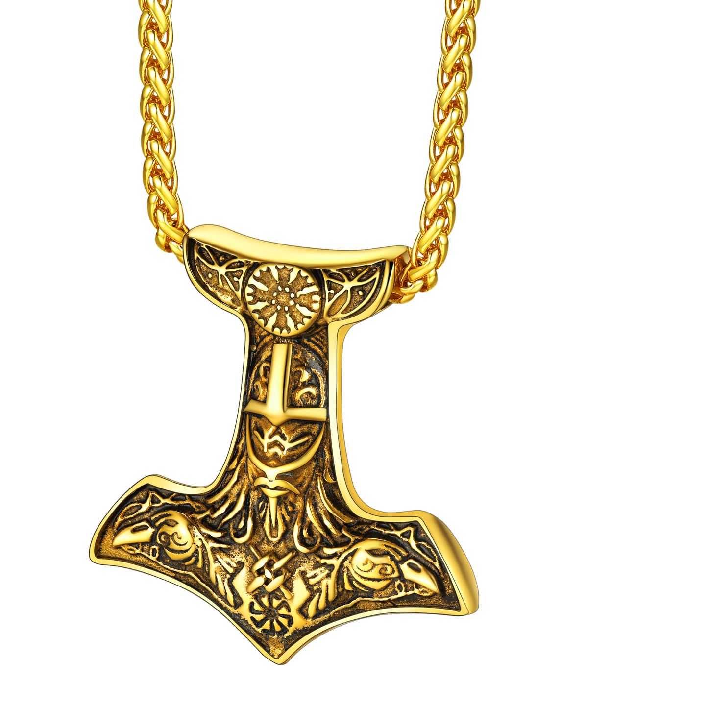 Viking Thor's Hammer Necklace Odin Mjolnir Pendant for