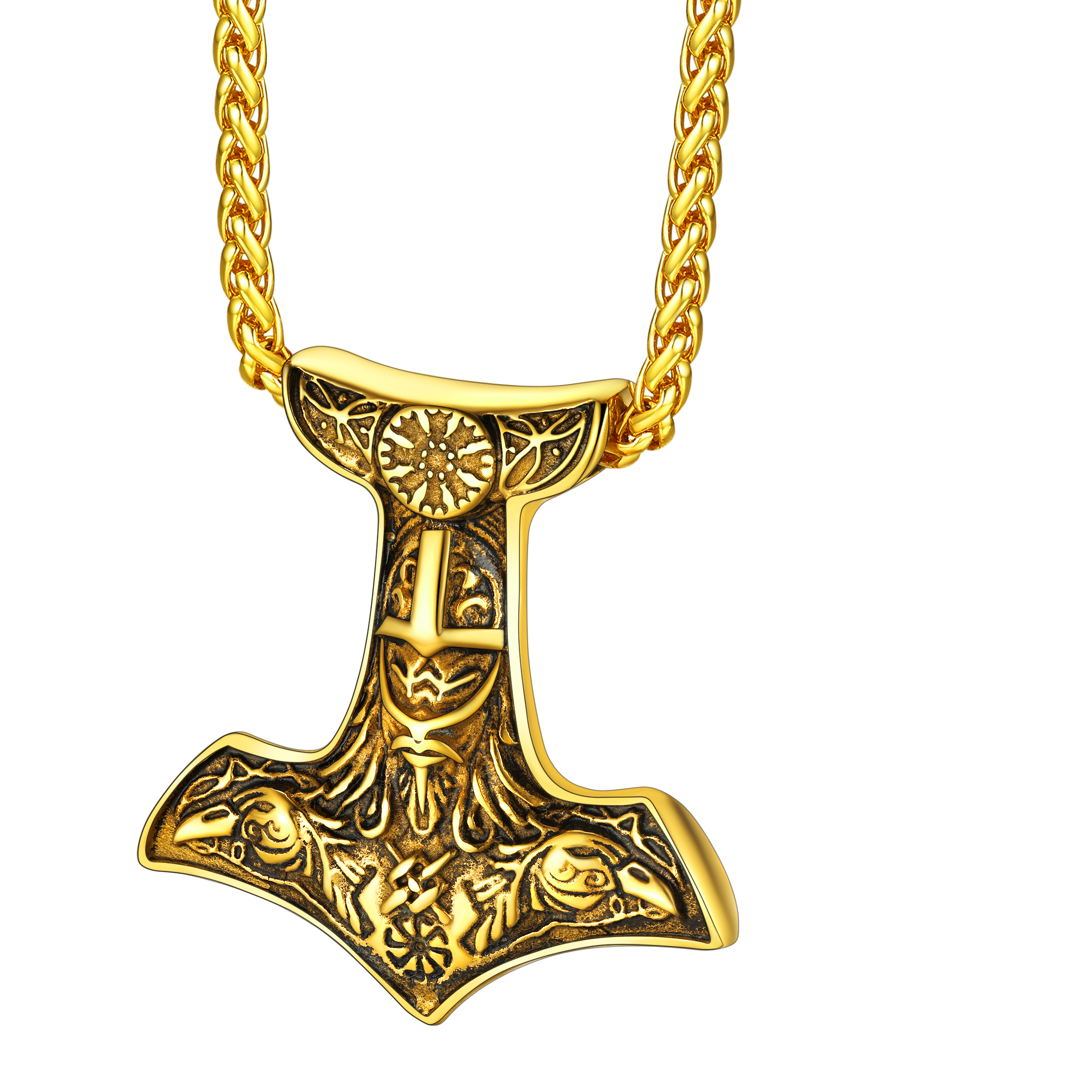 Viking Thor's Hammer Necklace Odin Mjolnir Pendant for