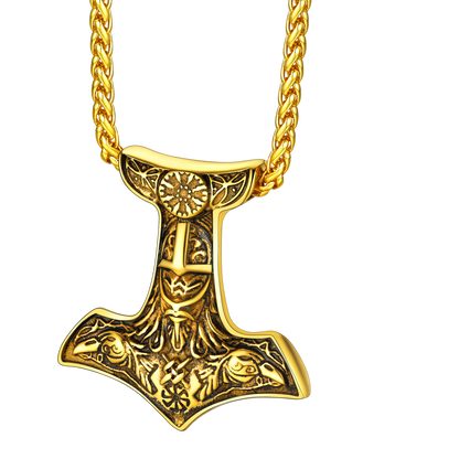 Viking Thor's Hammer Necklace Odin Mjolnir Pendant for