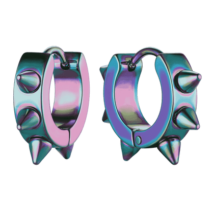 Punk Spike Rivet Huggie Hoop Earrings for
