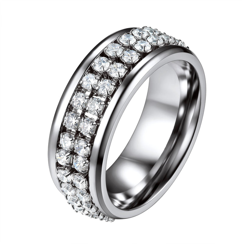 Cz Diamond Fidget Anxiety Band Ring for