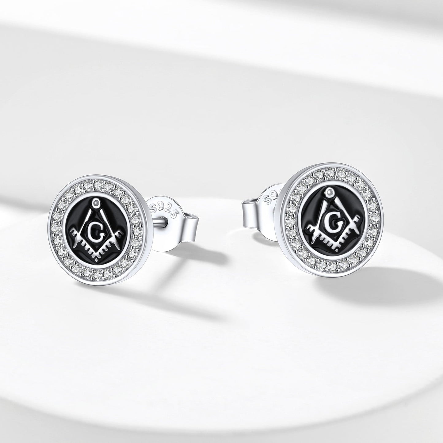Sterling Silver Masonic Stud Earrings for Freemason
