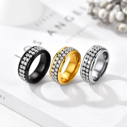 Cz Diamond Fidget Anxiety Band Ring for