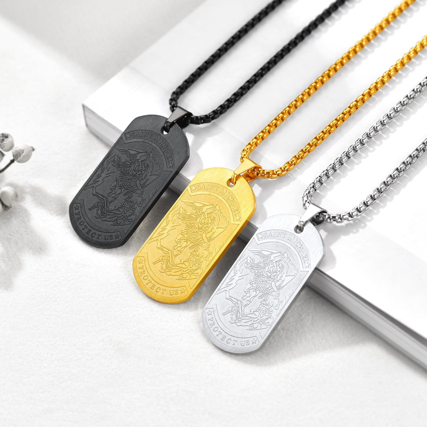 The Archangel Saint Michael Dog Tag Necklace for