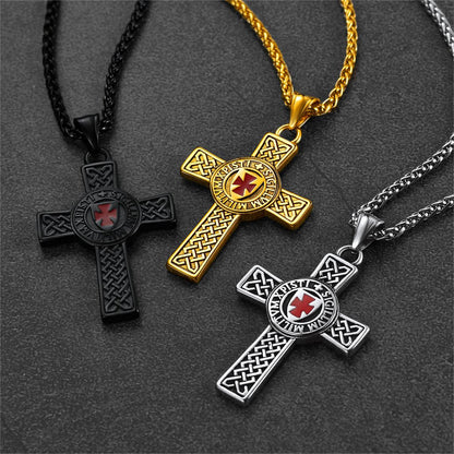 Knights Templar Celtic Cross Pendant Necklace for