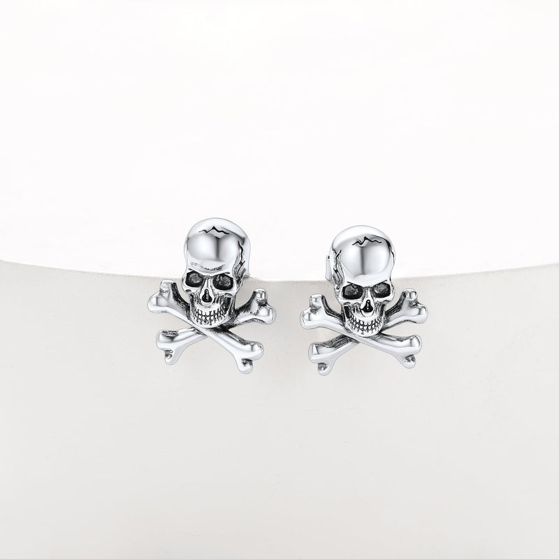 Punk Skull Crossbones Stud Earrings for
