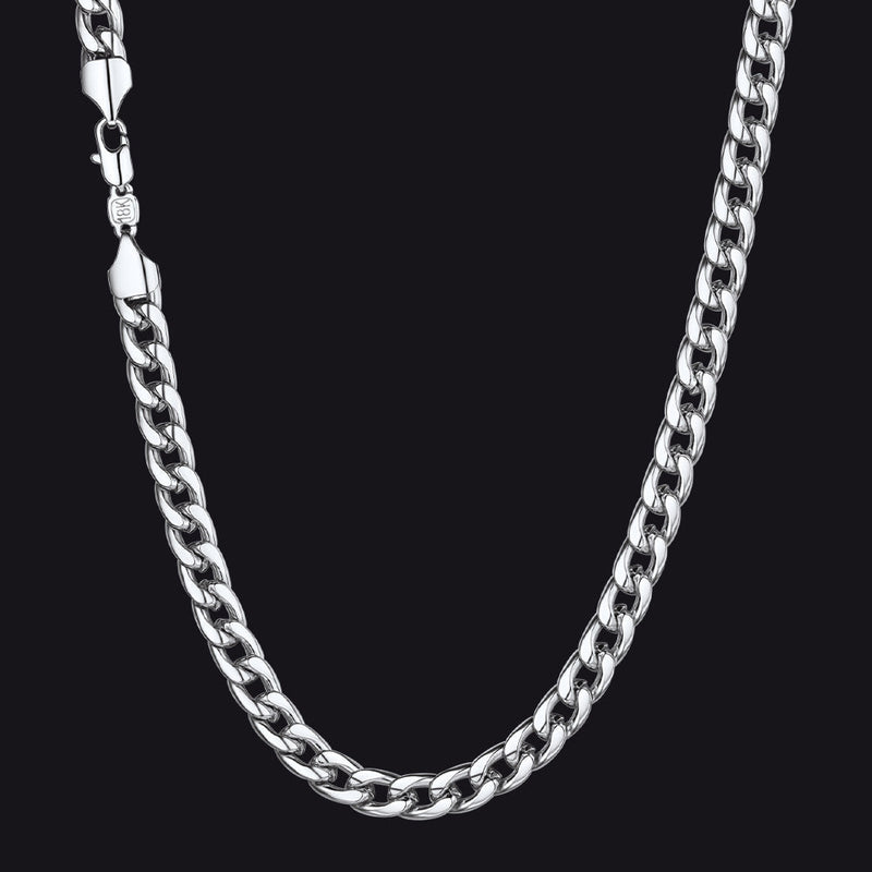 7mm Curb Cuban Chain Link Necklace for