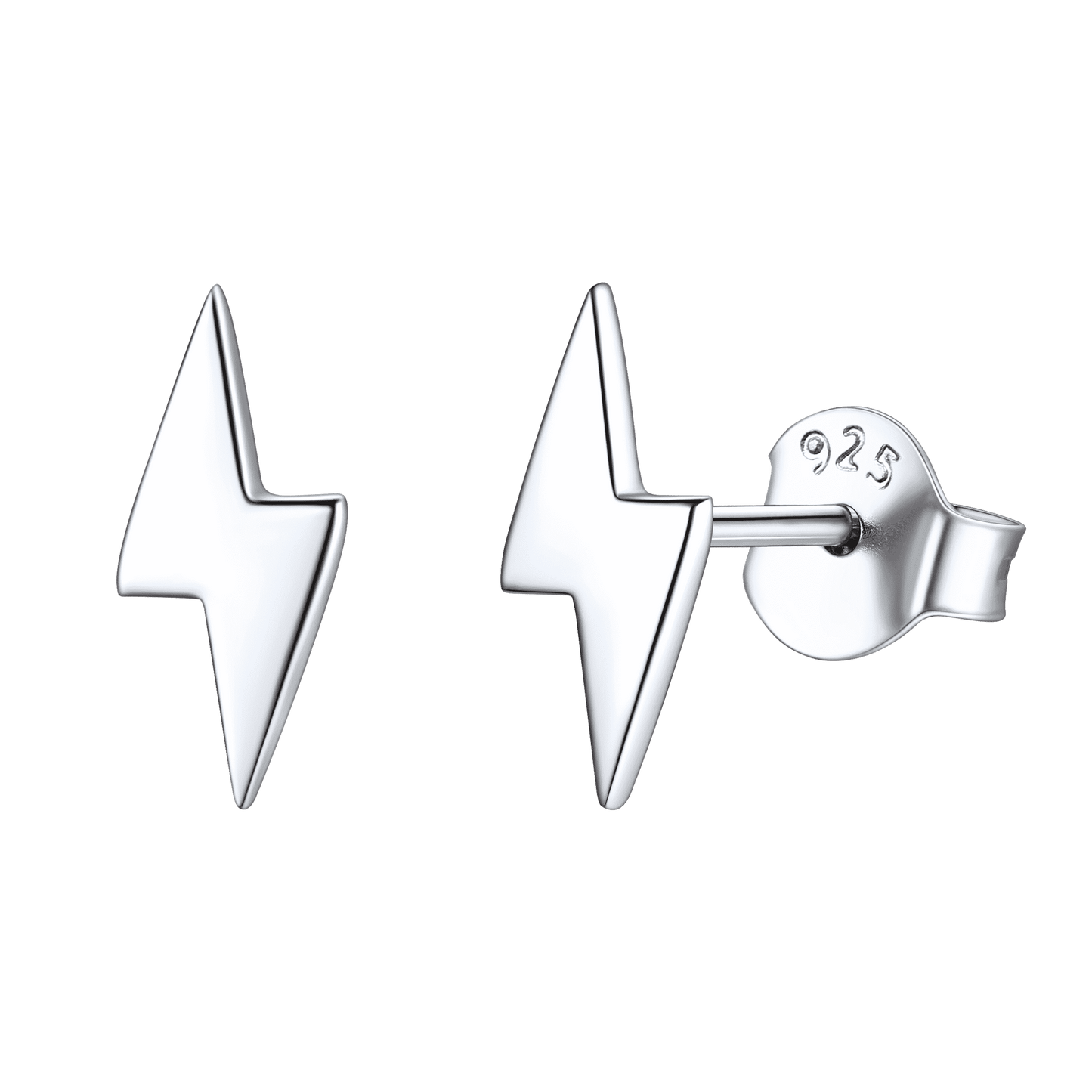 Sterling Silver Lightning Bolt Stud Earrings for