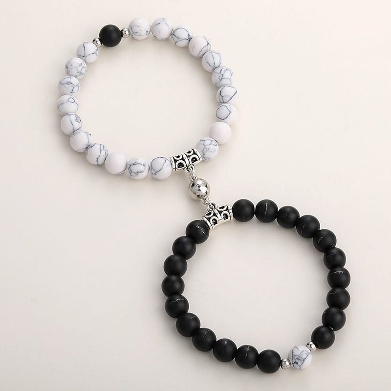 Natural Stone Couple Bracelet Crystal Set (2 Pieces)