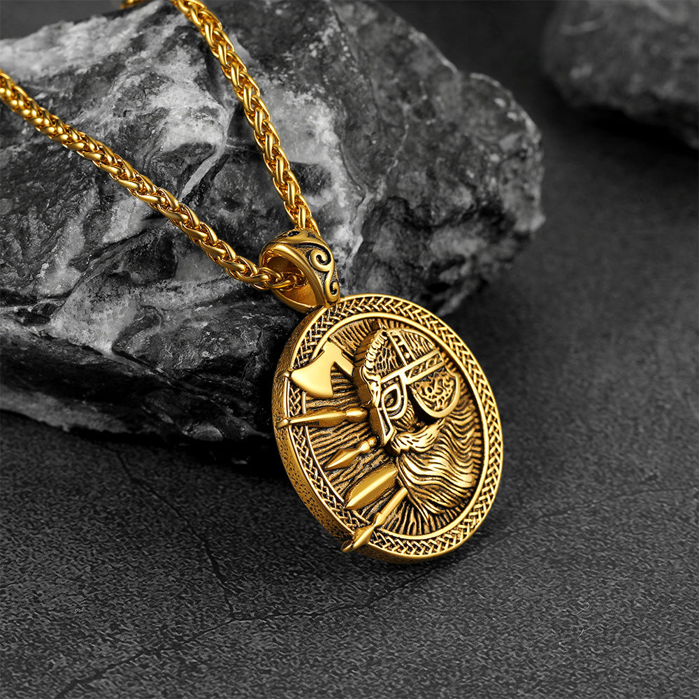 Norse Viking Odin Warrior Pendant Necklace for