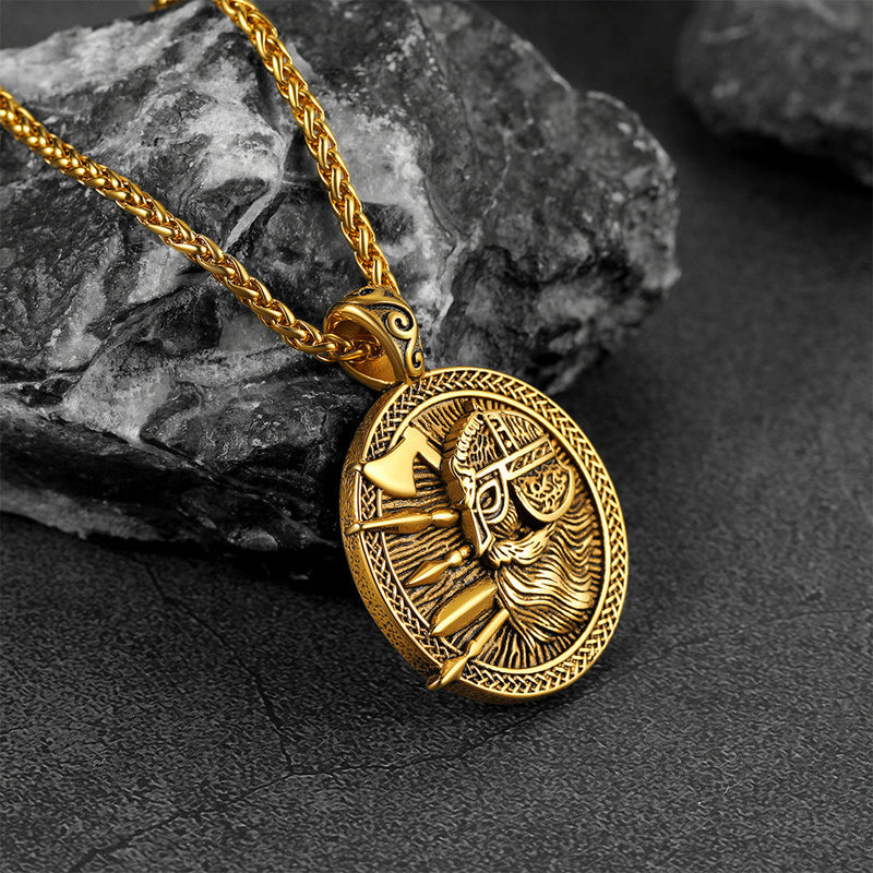 Norse Viking Odin Warrior Pendant Necklace for