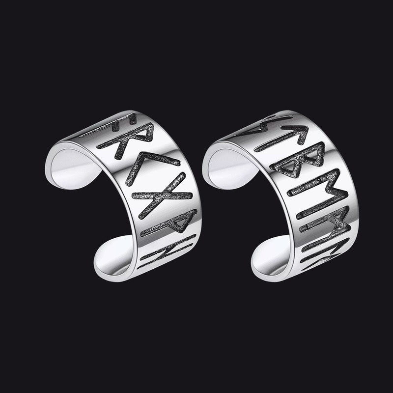 Norse Viking Runes Ear Cuff Earrings for in Sterling Silver
