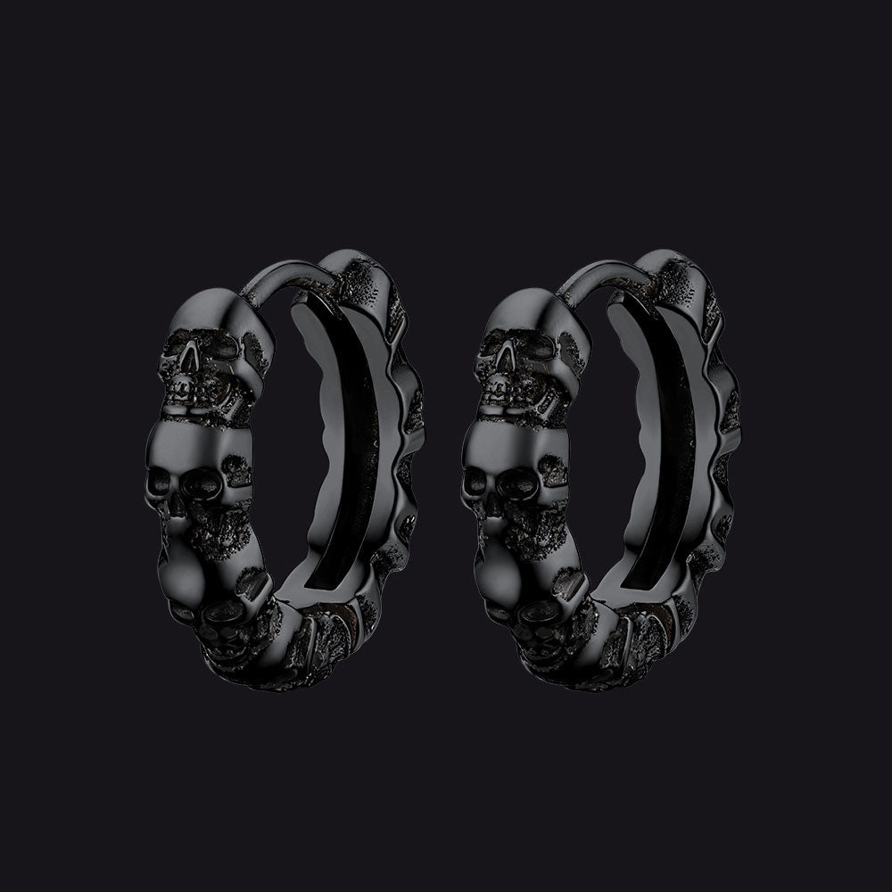 Gothic Skull Huggie Hoop Earrings for