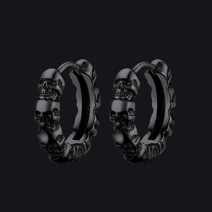 Gothic Skull Huggie Hoop Earrings for