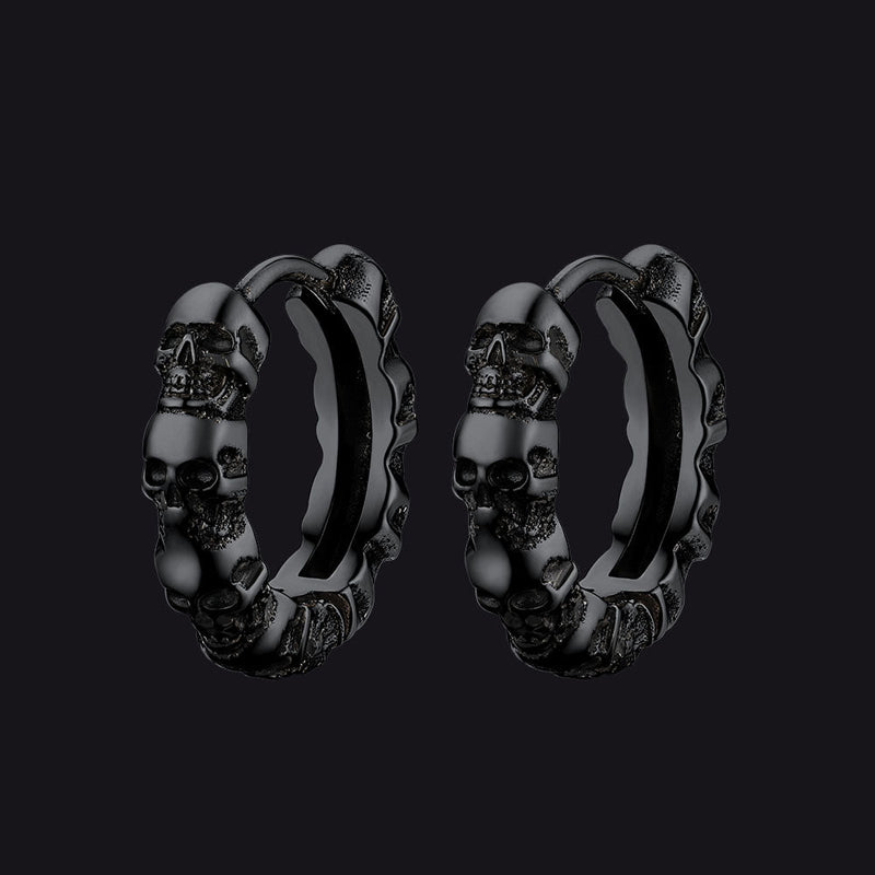 Gothic Skull Huggie Hoop Earrings for