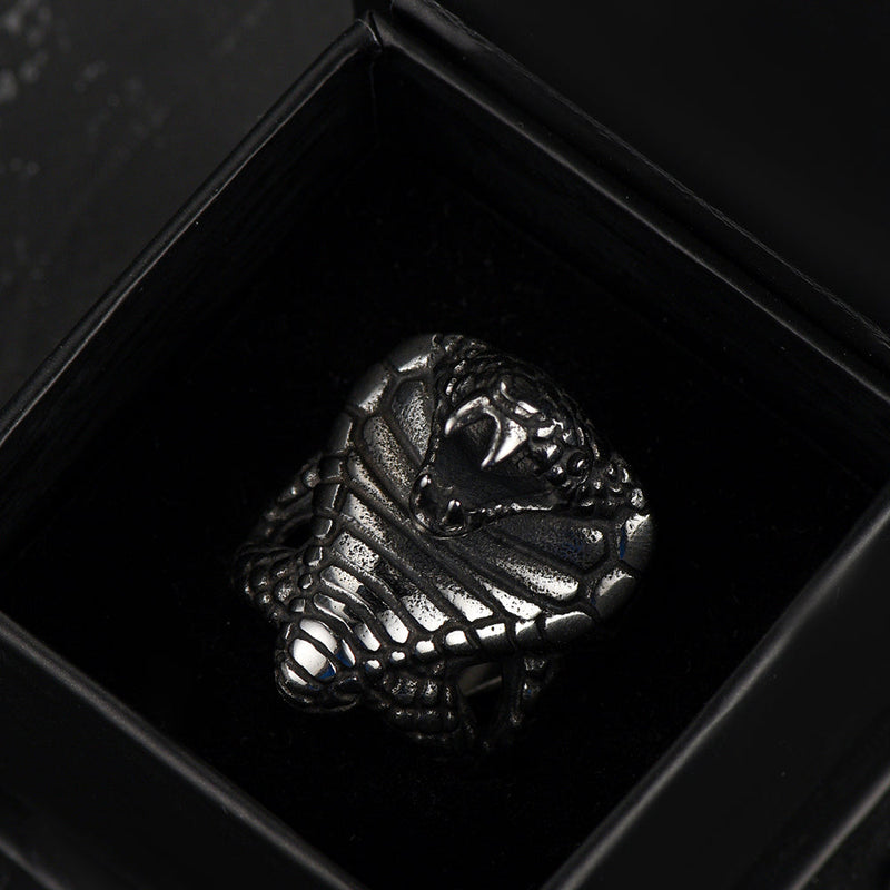 Gothic Huge Cobra Snake Ring Stainless Steel Ring for