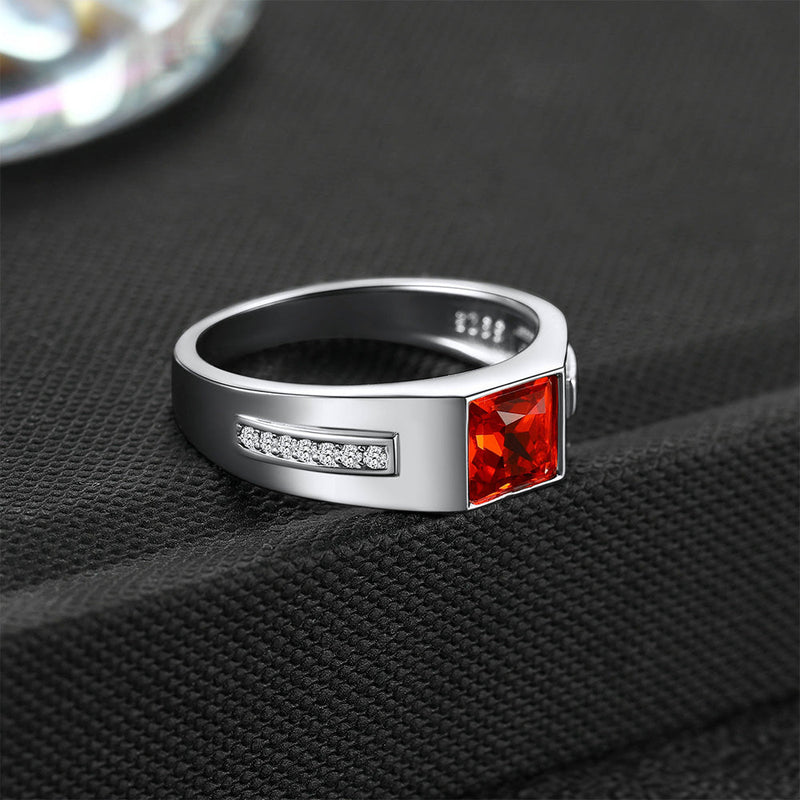 Sterling Silver Birthstone Wedding Band Ring for