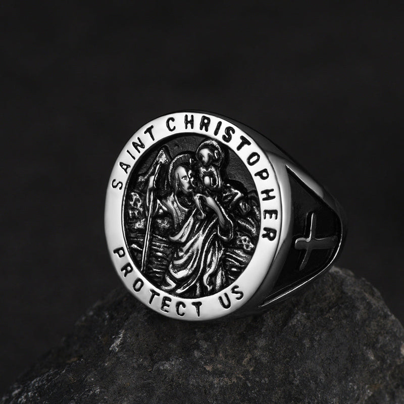 Flash St. Christopher Stainless Steel Ring for