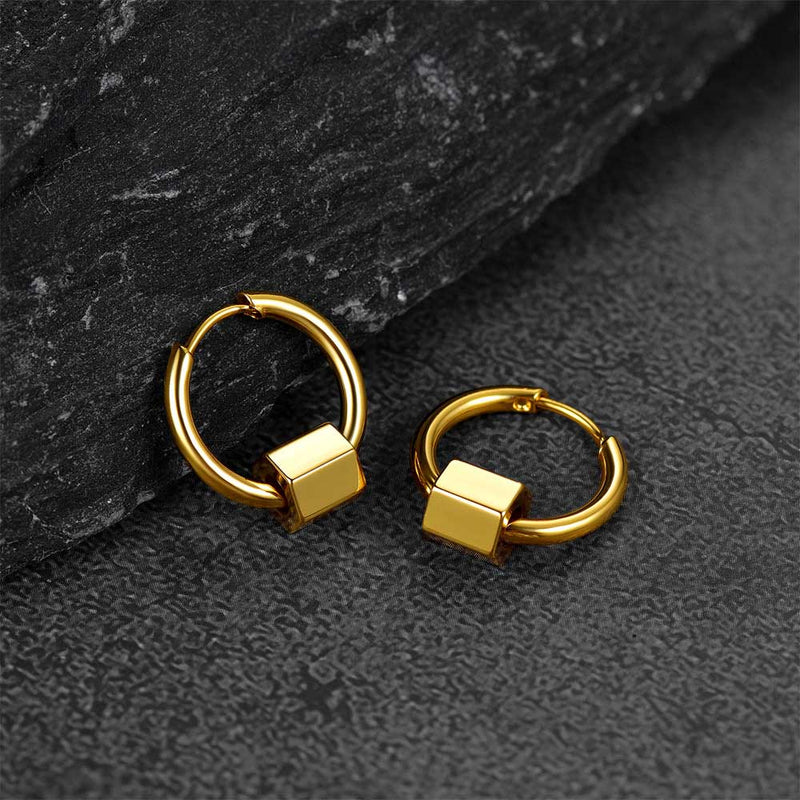 Flash Punk Hexagon Piercing Hoop Earrings for