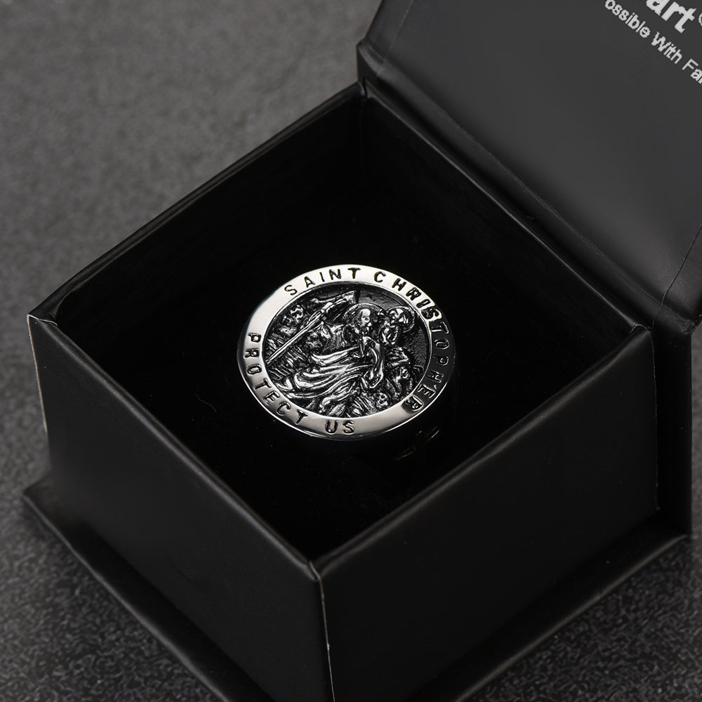 Flash St. Christopher Stainless Steel Ring for