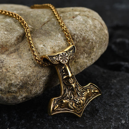 Viking Thor's Hammer Necklace Odin Mjolnir Pendant for