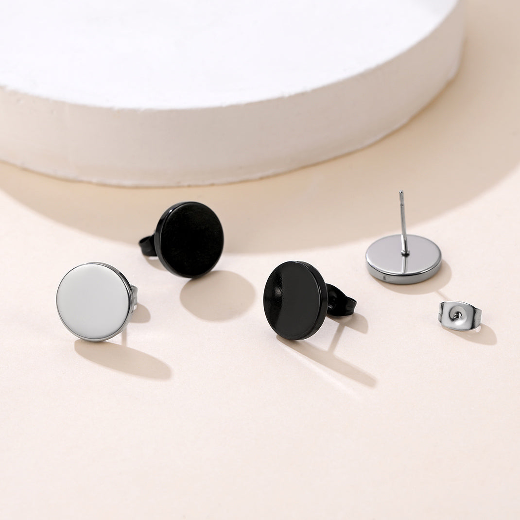 Punk Round Stud Earrings Set for 12 Pairs