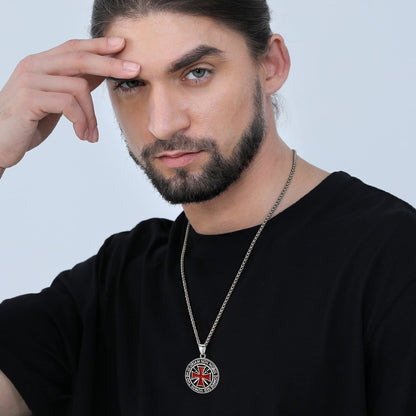 Knights Templar Cross Medallion Necklace for