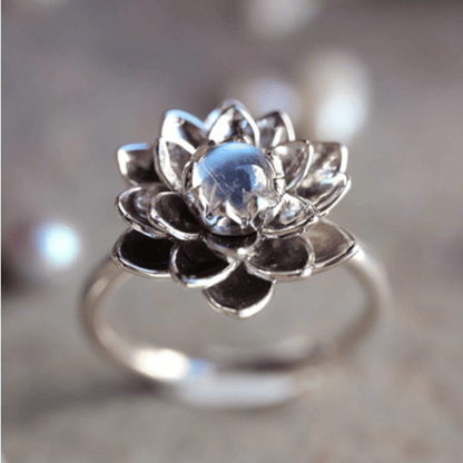Moonstone Lotus Serenity Ring