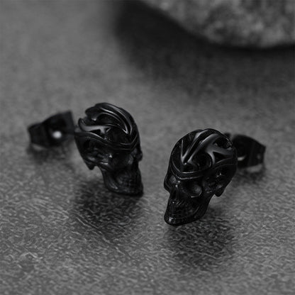 Gothic Celtic Knot Skull Stud Earrings for