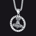 Viking Thor's Hammer Rune Pendant Necklace for