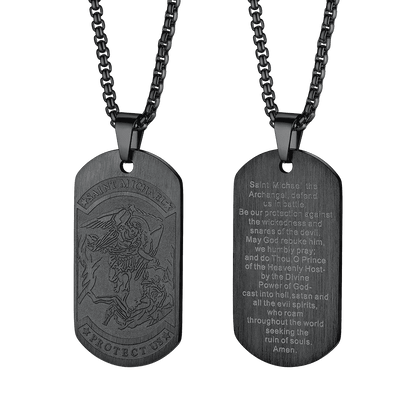 The Archangel Saint Michael Dog Tag Necklace for