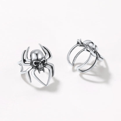 Sterling Silver Spider Skull Ear Cuff Earrings Halloween Gift